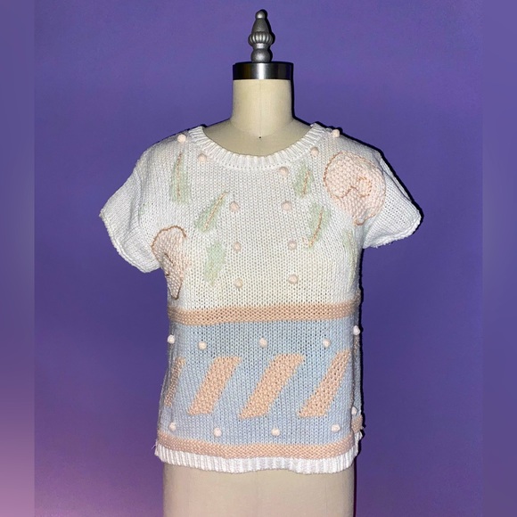 Vintage Sweaters - Vintage Handmade Knitted Top-petite